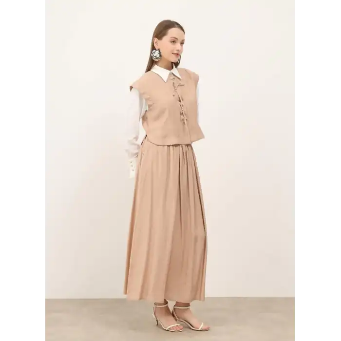 Bej Yelek etek ikili takım