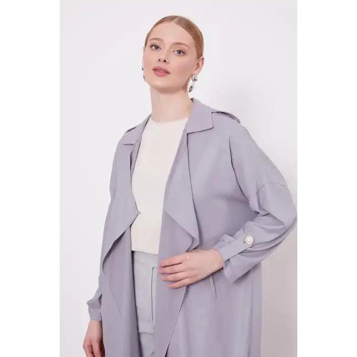 Gri Apolet Detaylı Kısa Kap