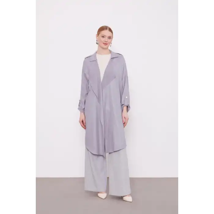 Gri Apolet Detaylı Kısa Kap