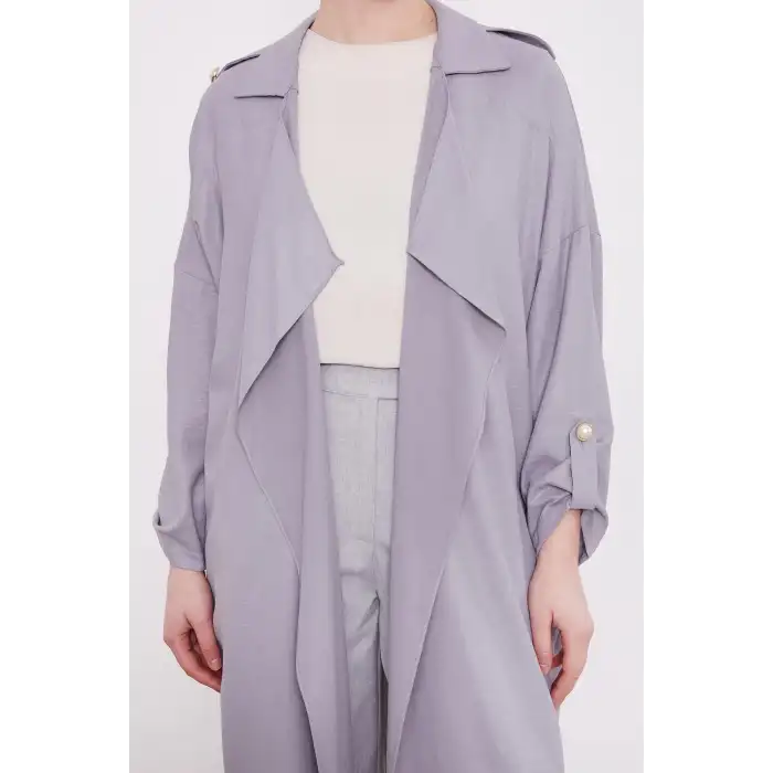 Gri Apolet Detaylı Kısa Kap