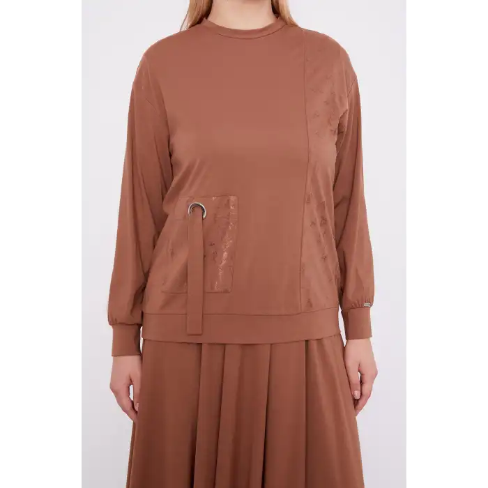 Kahve Varak Detaylı Etek Takım