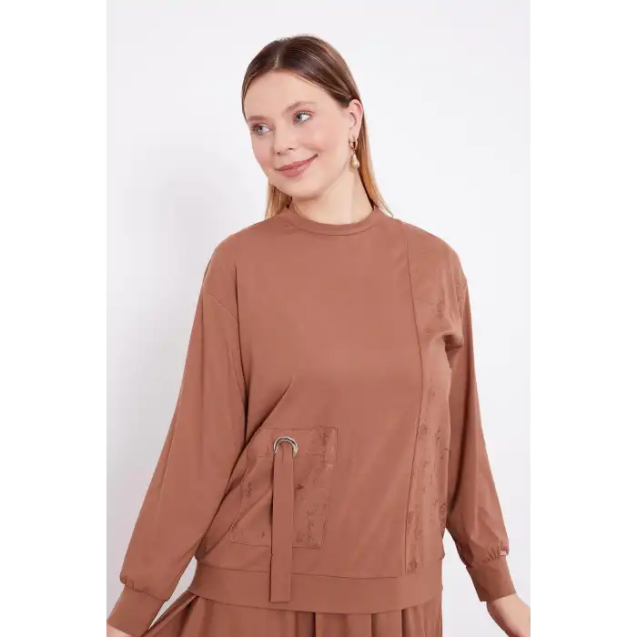 Kahve Varak Detaylı Etek Takım