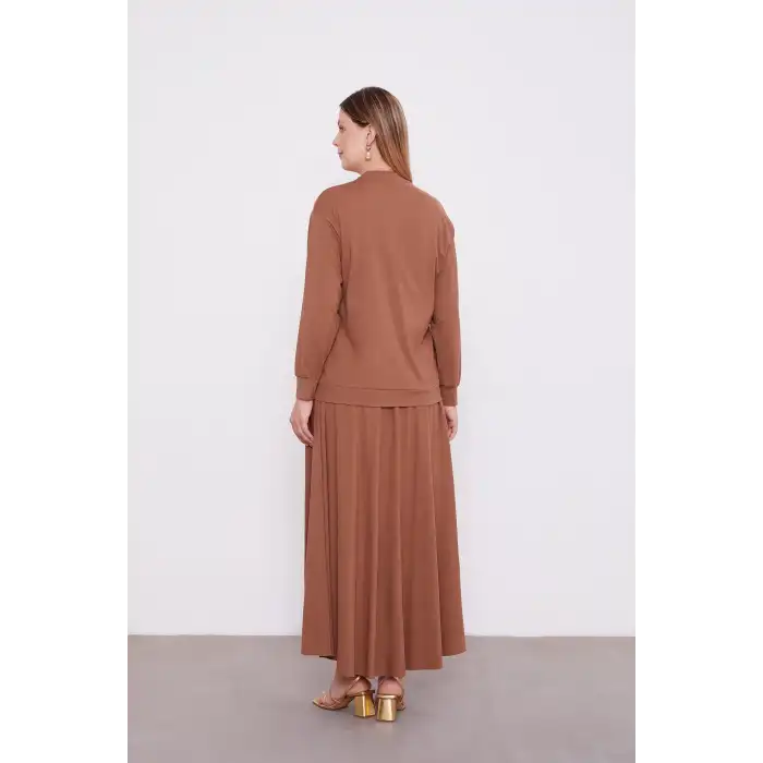 Kahve Varak Detaylı Etek Takım