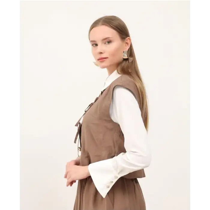 Kahve Yelek etek ikili takım