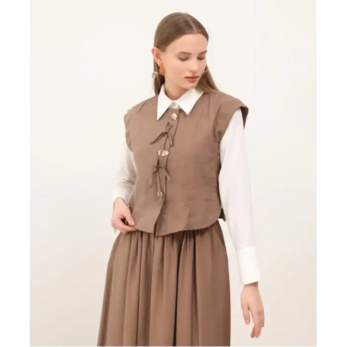 Kahve Yelek etek ikili takım