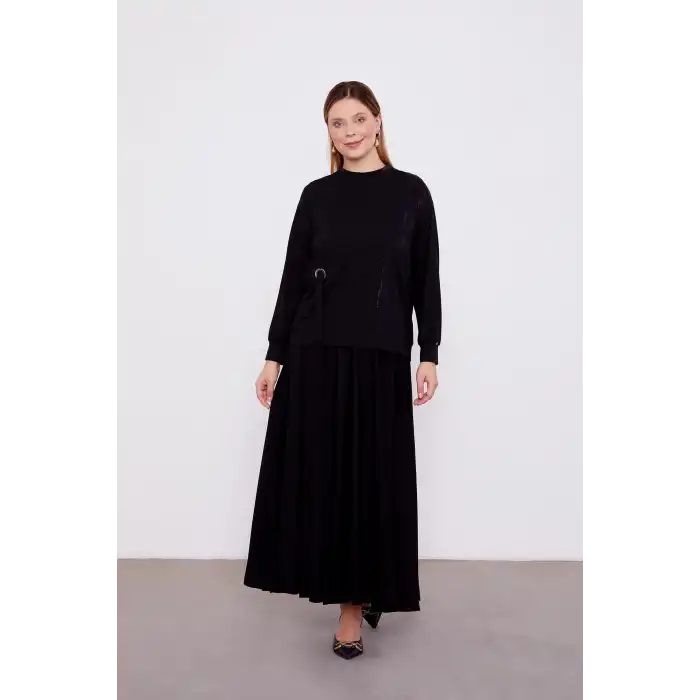 Siyah Varak Detaylı Etek Takım