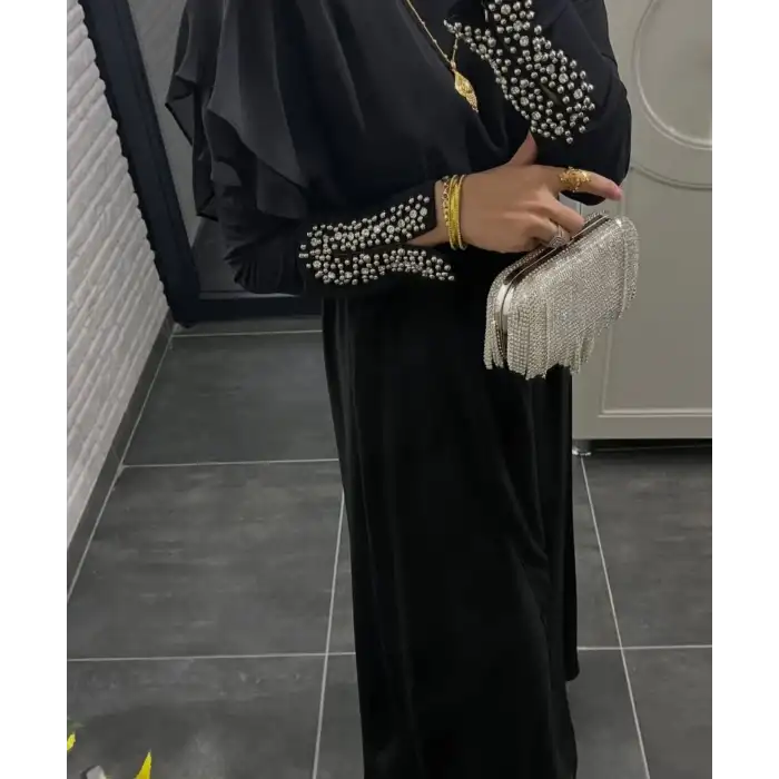 Siyah Zımba detaylı abiye