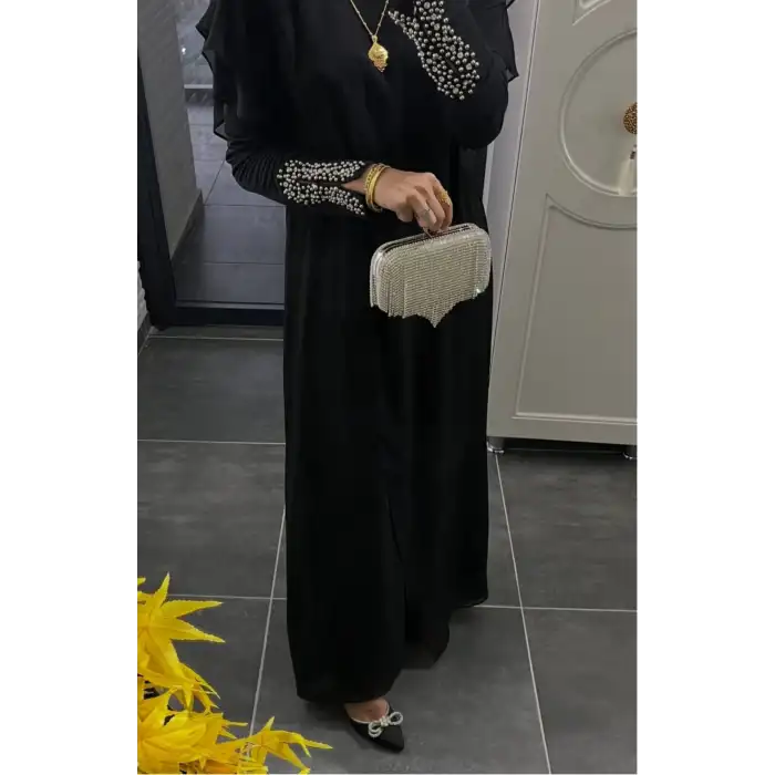 Siyah Zımba detaylı abiye