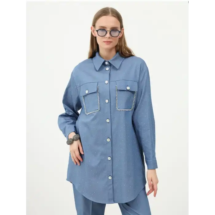 Taş Detaylı Pantolonlu ikili takım