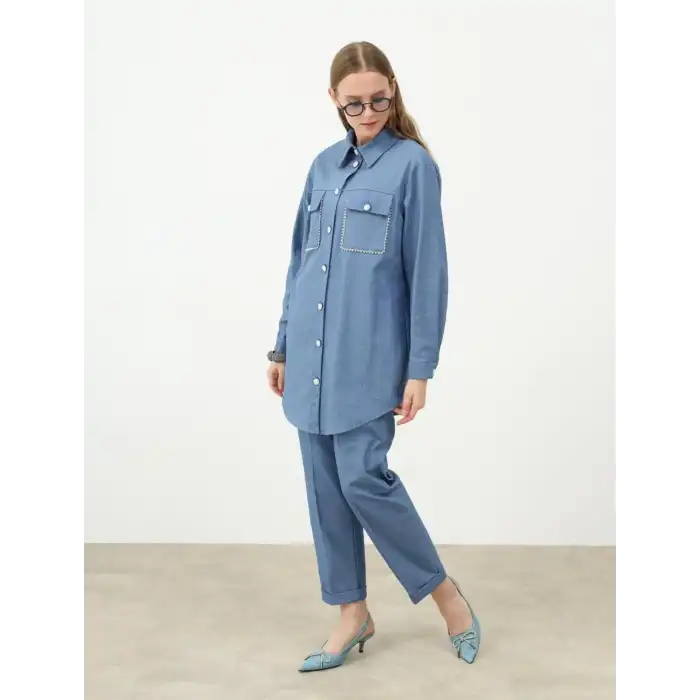 Taş Detaylı Pantolonlu ikili takım