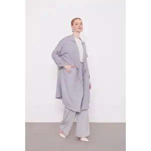 Gri Apolet Detaylı Kısa Kap