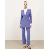 İndigo gömlek yakalı ceket pantolon ikili takım