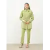Yeşil Süet pantolonlu ikili takım