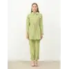 Yeşil Süet pantolonlu ikili takım