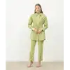 Yeşil Süet pantolonlu ikili takım