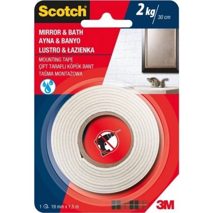 3M Scotch Ayna Montaj Bandı 19x1.5 cm