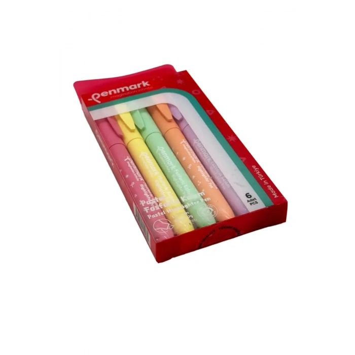 Penmark Kalem Tipi Fosforlu Bristol Kalem Pastel Renkler 6 Lı