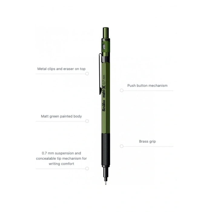 Scrikss Matri-X Mekanik Kurşun Kalem 0.7 mm Haki