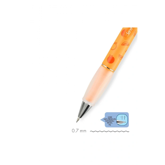 Serve Deep Meyve Serisi Portakal Figürlü Neon Turuncu 0.7 mm Versatil Uçlu Kalem