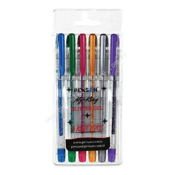 Pensan Glitter Simli Jel Kalem 1 mm 6 Lı Set