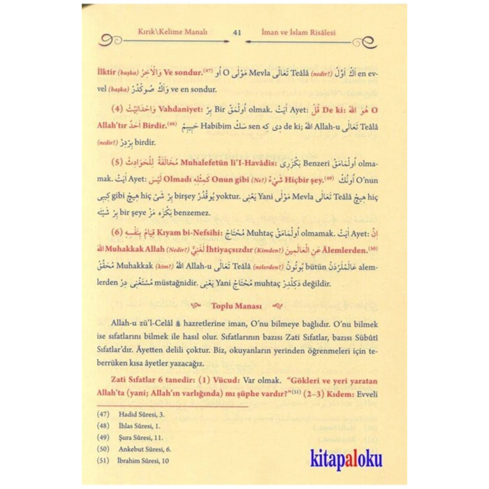 Mızraklı İlmihal Kelime Anlamlı Tercümesi