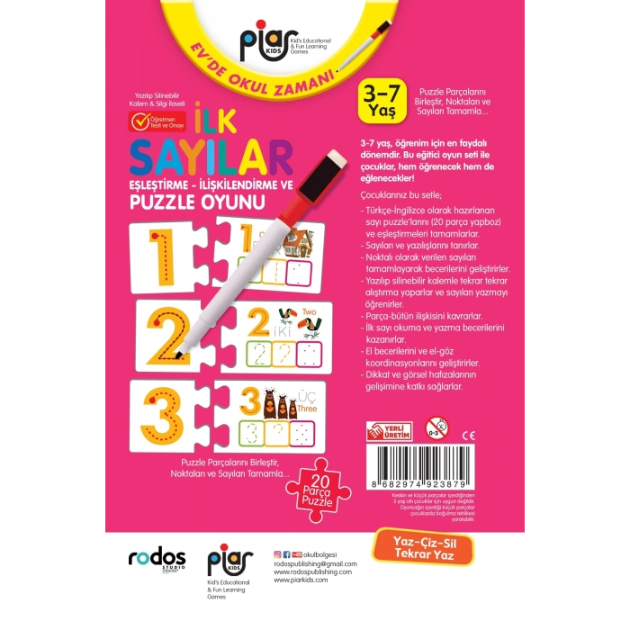 İlk Sayılar Eşleştirme - İlişkilendirme ve Puzzle Oyunu