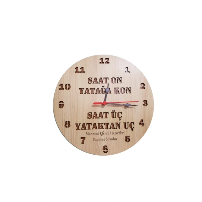 Ahşap Duvar Saati Türkçe Saat On 24x24Cm
