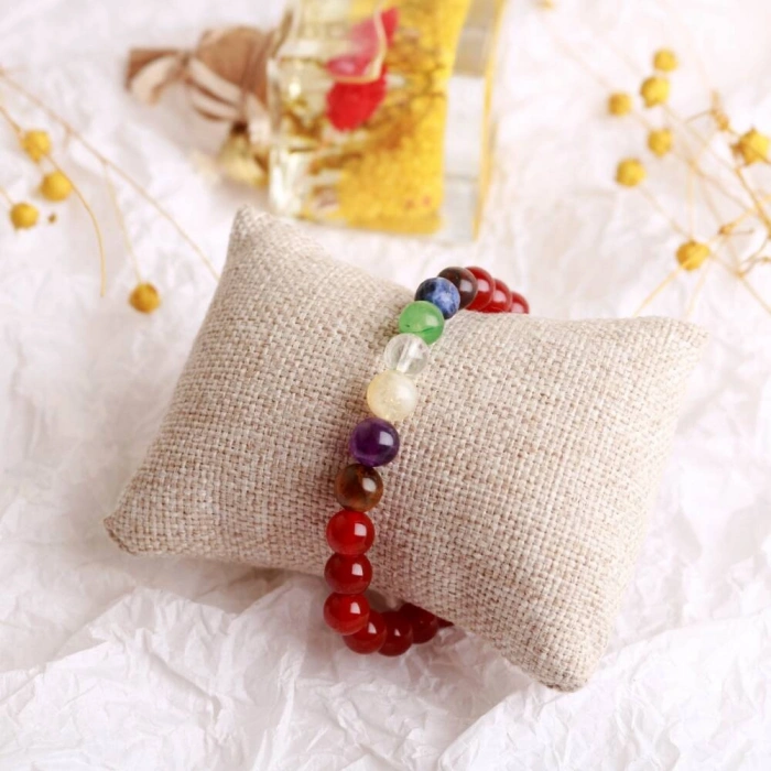 Akik Çakra Bileklik Ametist, Jasper, Kaplan Gözü, Akik, Kuvars, Lapis