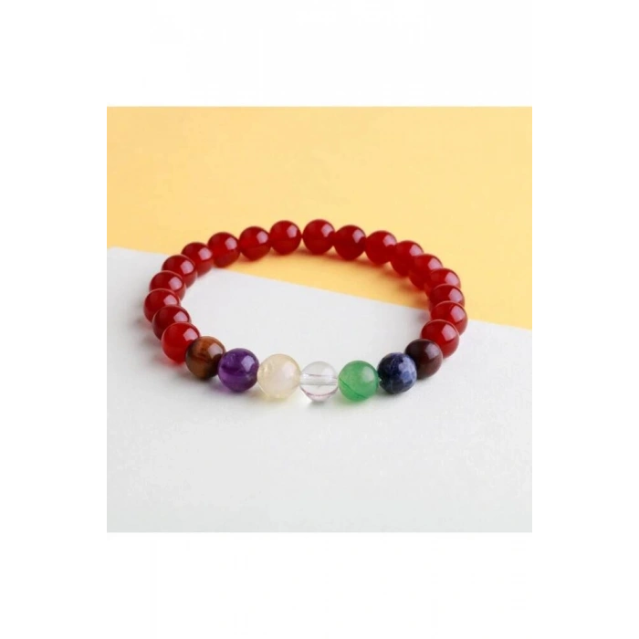 Akik Çakra Bileklik Ametist, Jasper, Kaplan Gözü, Akik, Kuvars, Lapis