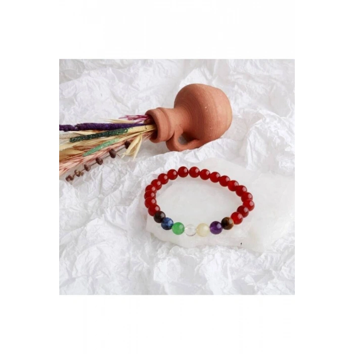 Akik Çakra Bileklik Ametist, Jasper, Kaplan Gözü, Akik, Kuvars, Lapis