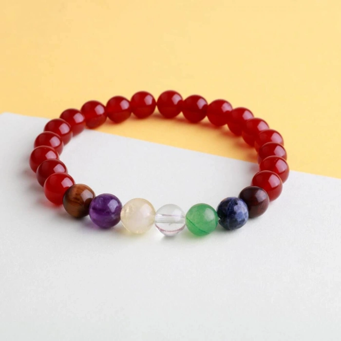 Akik Çakra Bileklik Ametist, Jasper, Kaplan Gözü, Akik, Kuvars, Lapis