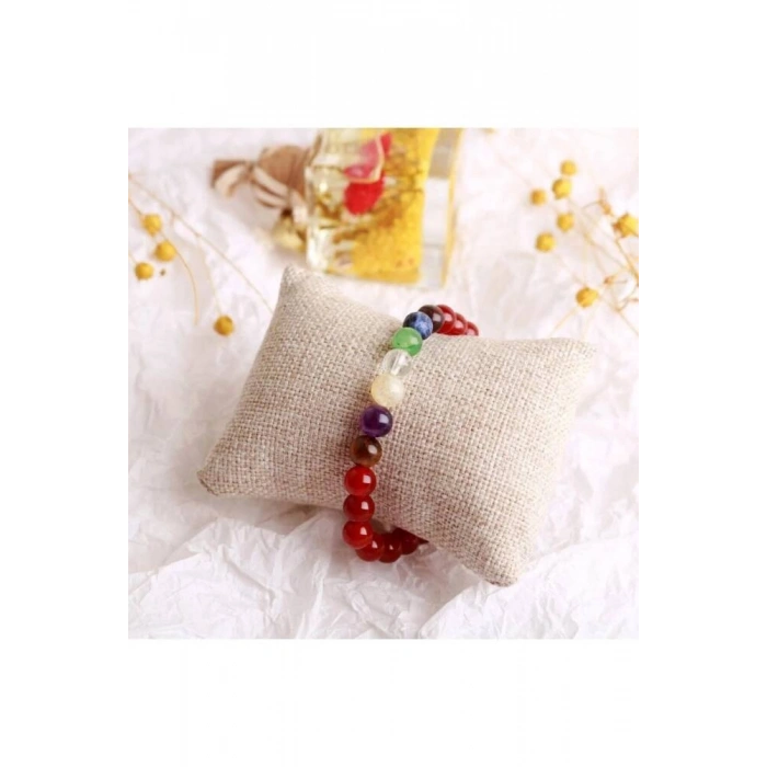 Akik Çakra Bileklik Ametist, Jasper, Kaplan Gözü, Akik, Kuvars, Lapis