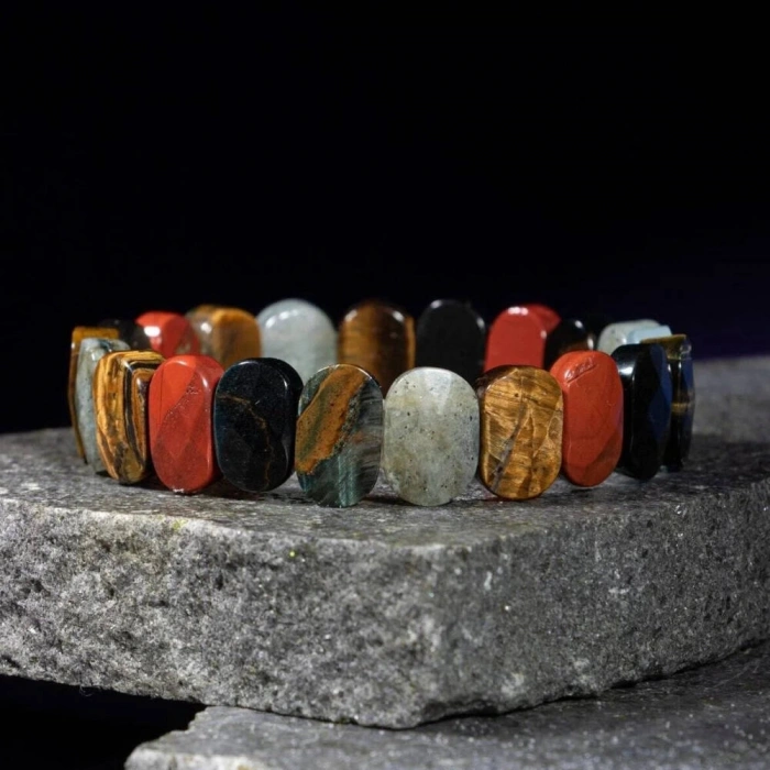 Akrep Burcu Bileklik Dumanlı Kuvars, Golden Obsidyen, Jasper, Kaplan Gözü, Kırmızı Akik, Pembe Kuvars