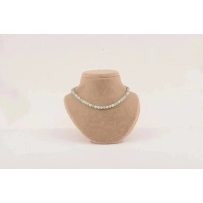 Akuamarin 6 mm Düğümlü Doğal Taş Kolye