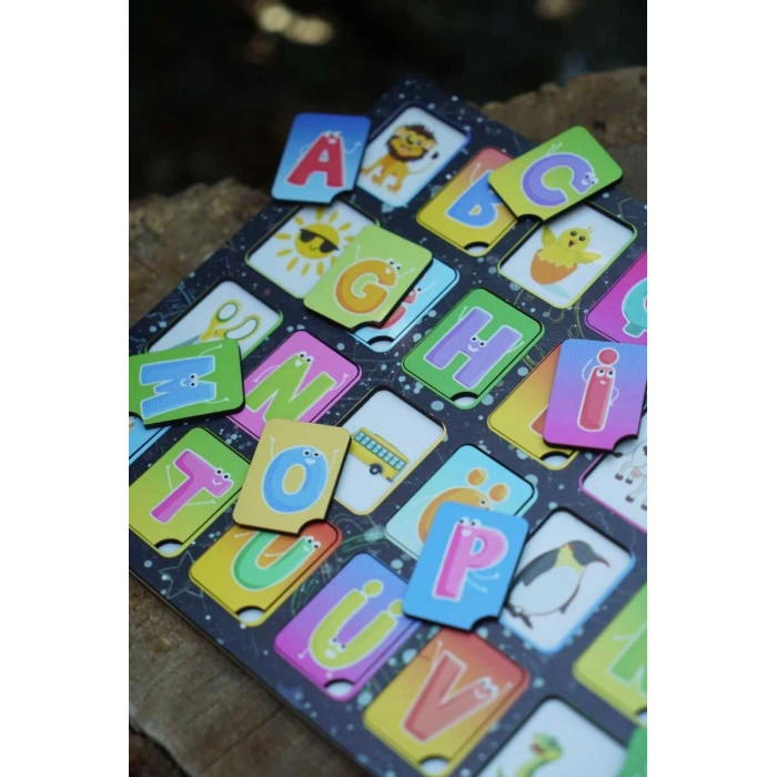 Alfabe Eğitici Ahşap Yapboz Renkli