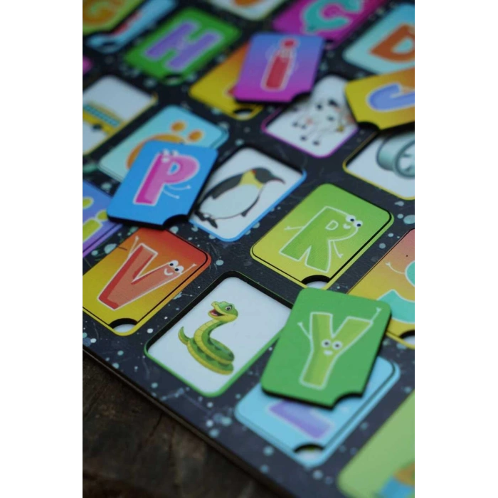 Alfabe Eğitici Ahşap Yapboz Renkli