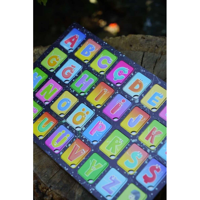 Alfabe Eğitici Ahşap Yapboz Renkli