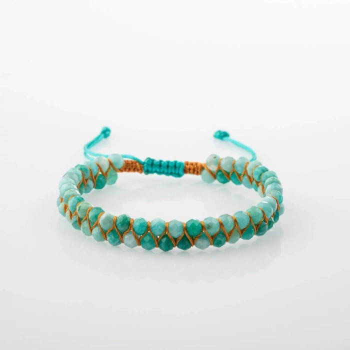 Amazonit 3-4mm Çift Sıra Doğal Taş Bileklik
