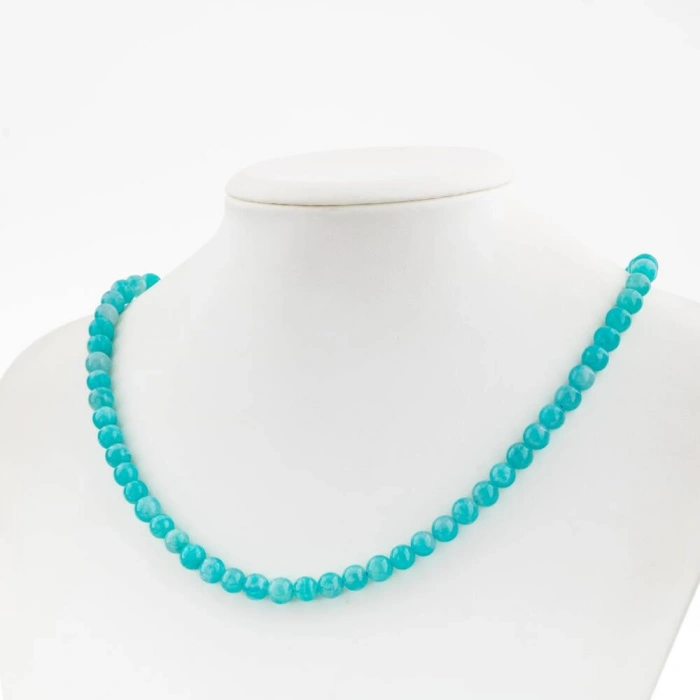 Amazonit 6 mm Dizi Doğal Taş Kolye