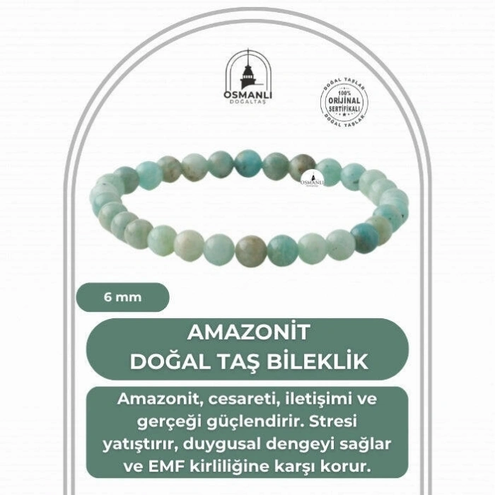 Amazonit 6mm Doğal Taş Bileklik