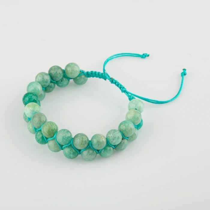 Amazonit 8mm Çift Sıra Makrome Doğal Taş Bileklik