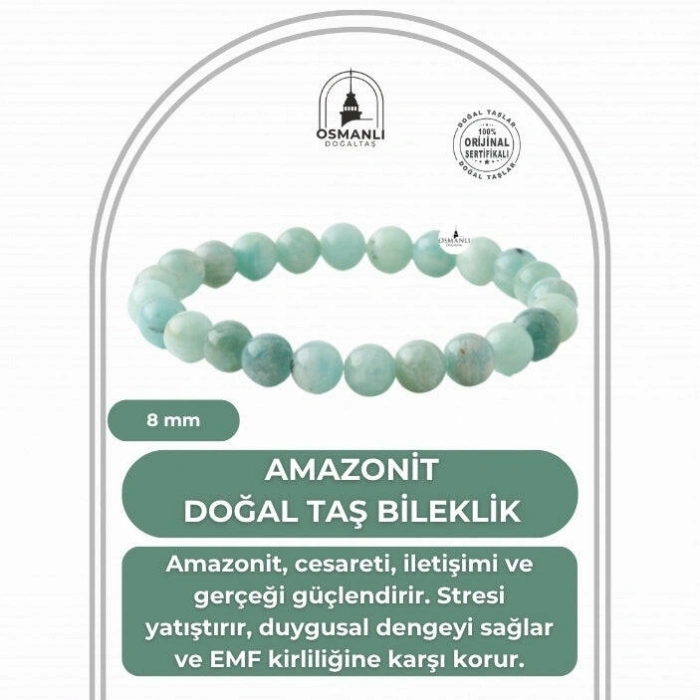 Amazonit 8mm Doğal Taş Bileklik
