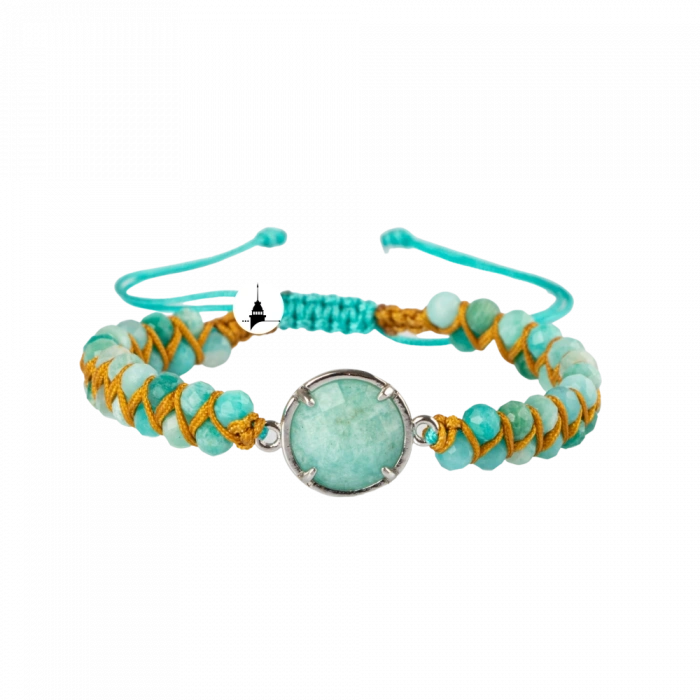 Amazonit Doğal Taş Makrome Bileklik