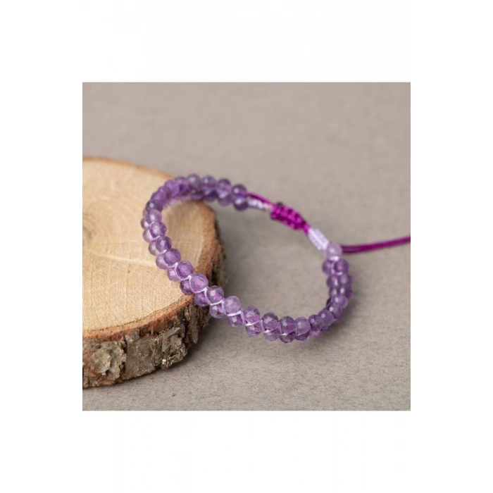 Ametist 3-4mm Çift Sıra Doğal Taş Bileklik