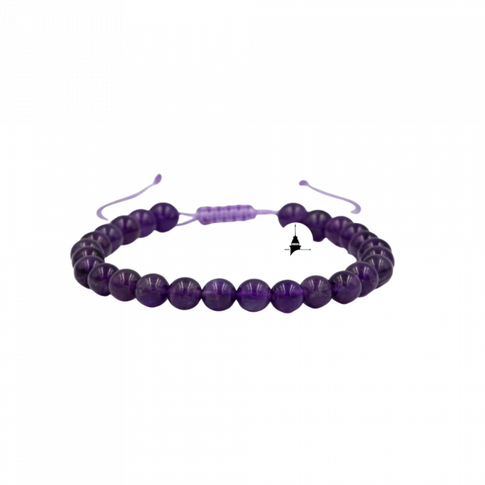 Ametist 6mm Merdiven Kapama Doğal Taş Bileklik