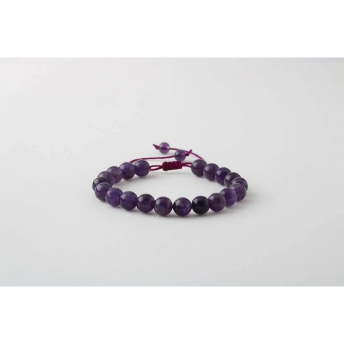 Ametist 8mm Merdiven Kapama Doğal Taş Bileklik