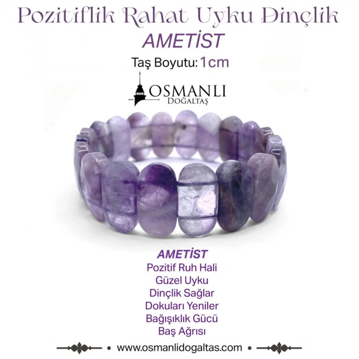 Ametist Doğal Taş Geniş Kesim Roleks Bileklik