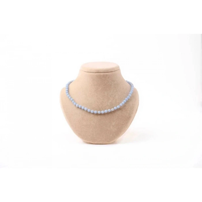 Anjelit 6 mm Düğümlü Doğal Taş Kolye