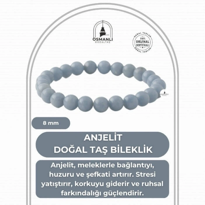 Anjelit 8mm Doğal Taş Bileklik