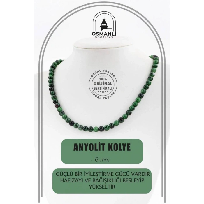 Anyolit 6 mm Dizi Doğal Taş Kolye